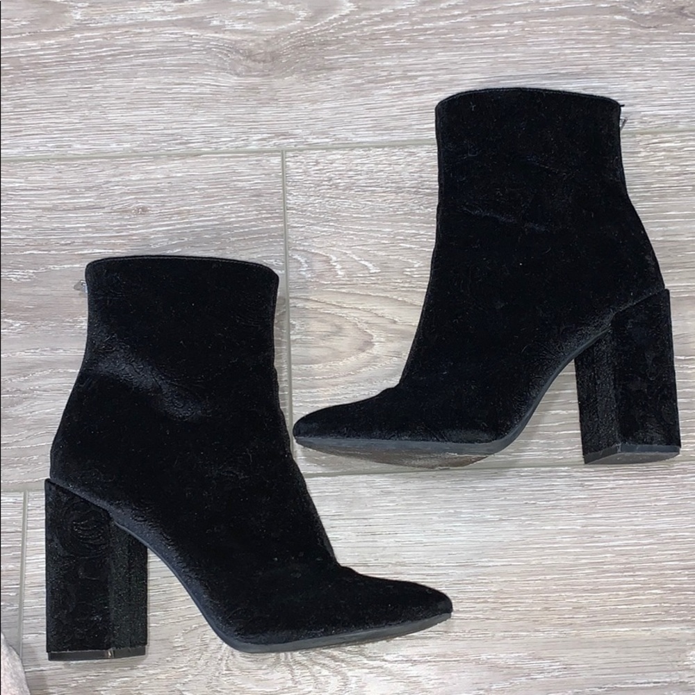 Jessica Simpson floral velvet booties